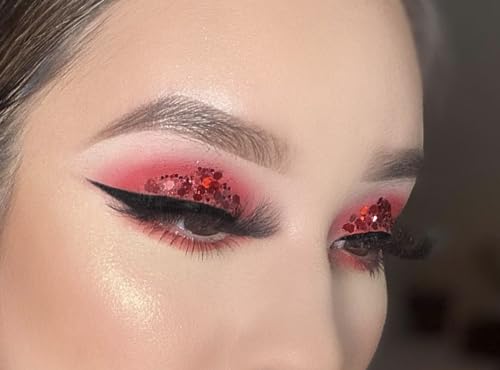 Red Metallic - Cosmetic Grade Chunky Glitter - Chunky Hexagon Shape - Festival Rave Makeup Face Body Nails Resin Arts & Crafts - Solvent Resistant