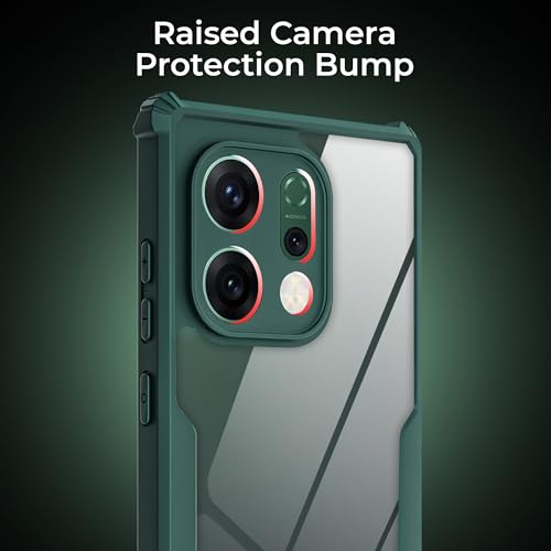 Image of A rtistque Transparent Back Cover Case for Oppo Reno 14 5G | Acrylic Armor | Anti-Drop | Shockproof TPU Edge | Oppo Reno 14 Back Cover - Green