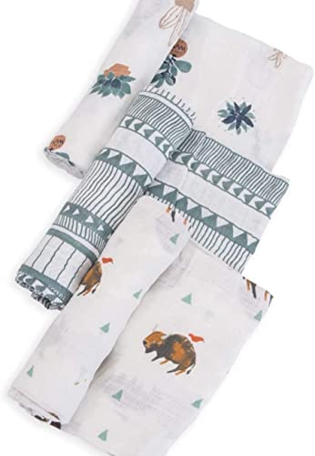 Image of Little Unicorn – Bison Cotton Muslin Swaddle Blanket Set | Set of 3 | 100% Cotton | Super Soft | Newborns and Infants | Large 47” x 47” | Machine Washable