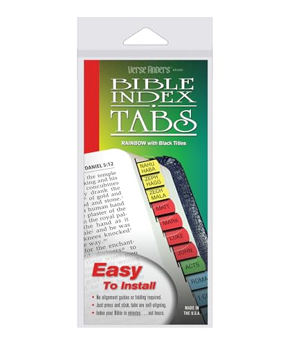 G.T. Luscombe Company, Inc. Rainbow Verse Finder Bible Tabs | Easy to Install, Self-Aligning, Just Press & Stick | Color-Code | Horizontal Text | Complete Set of Tabs for The Old & New Testaments