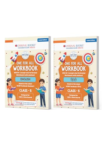 Image of Oswaal One for All Workbook Class 5 English & Hindi (Set of 2 Books) | 50+ Concept-wise Perforated Worksheets | NEP 2020 & NCF 2023 Aligned | For CBSE ... | Builds Concept Clarity & Scientific Skills