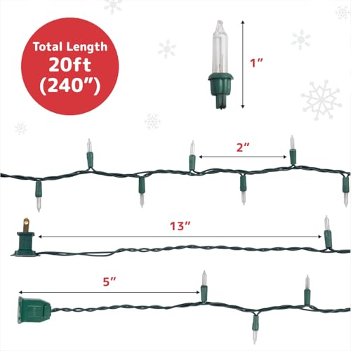 Image of PREXTEX 100 Count Clear Christmas Lights - 20 ft Ultra Bright String Lights with Green Wire for Indoor and Outdoor Use, Christmas Trees, Holidays, Patios and Garden