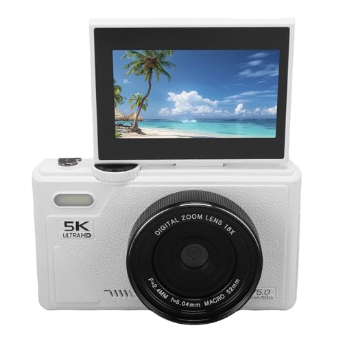 Annadue Fotocamera Digitale 5k, Fotocamere da 75 MP per Fotografia con Video Zoom Digitale e Autofocus Digitale 18x, Fotocamera Vlogging WiFi per YouTube, Migliori Fotocamere per i (WHITE)