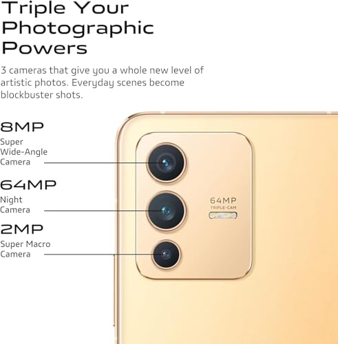 VIVO V23 5G Smartphone, con Doble Cámara Frontal de 50 MP, 12 GB de RAM + 256 GB de ROM, Vidrio Que Cambia de Color, Flash de Dos Tonos, Triple Cámara de 64 MP, Nergo - Imagen 5