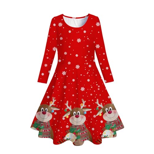 Robe de printemps pour fille à manches longues avec imprimé princesse de Noël