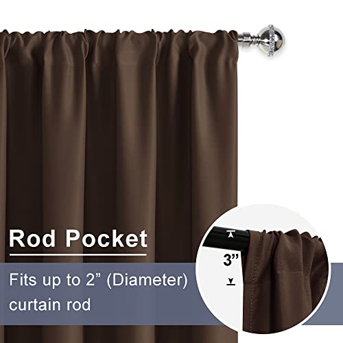 JIUZHEN Blackout Curtains for Bedroom - Thermal Insulated Room Darkening Noise Reducing, 52 x 84 Inch Length Curtains for Living Room, Set of 2 Panels with Tiebacks, Brown by JIUZHEN - Image 6