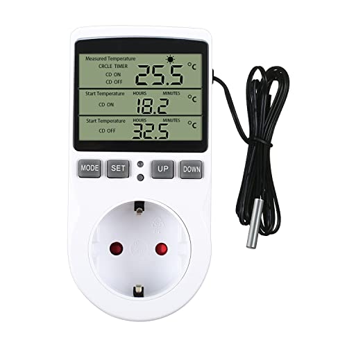 Temperaturregler Temperaturschalter 230V mit Timer und Sonde Steckdosenthermostat Schalter für Gewächshaus Terrarium Aquarium Treibhaussaatkeimung Heizung Kühlung 4 Temperaturregler Temperaturschalter 230V mit Timer und Sonde Steckdosenthermostat Schalter für Gewächshaus Terrarium Aquarium Treibhaussaatkeimung Heizung Kühlung