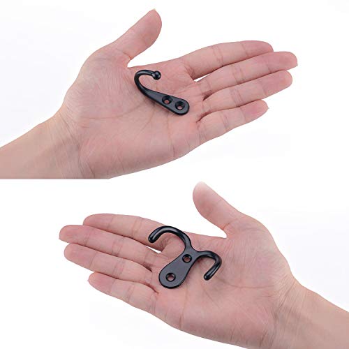 Bligo 16 Pack Black Coat Hooks - 8 Double Hooks And 8 Single Hooks For Hanging Towel Hat Bag, Heavy Duty Wall Mounted Coat Hanger With Screws For Bathroom Kitchen #TOP5