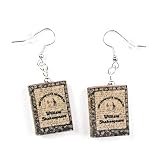 Shakespeare The Complete Works Clay Mini Book Hypoallergenic Hook Dangle Stainless Steel Earrings