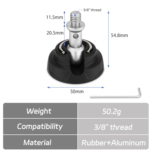 Stativ-Gummifüße mit 3/8-Zoll-Schraube, universelles Anti-Rutsch-Gewinde, große Stativfüße für 3/8-Zoll-Schraubenlöcher, Breite 50 mm, 3 Stück