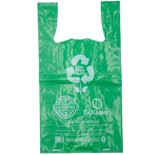 ASSUREPAK Green Reusable Bags, 11.5" x 6.5" x 21", 57 Micron, 200 Count