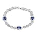 iCAREu Platinum Plated Diamonds and Blue Zircons Bracelet for Women, Girls,8"