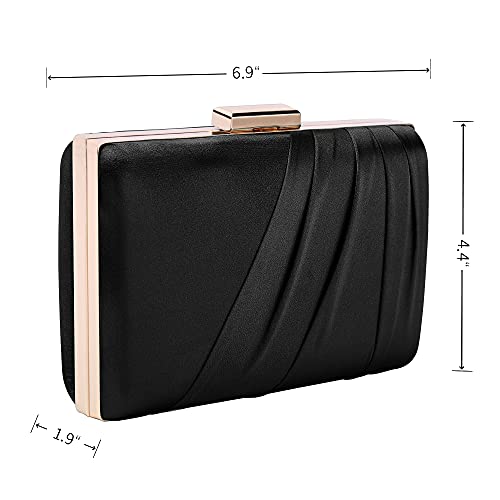 Image of Pleated Satin Clutch Purse For Women Wedding Bridal Clutch Bag Prom Party Clutch