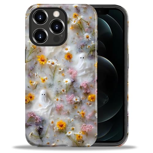 Coque iPhone 12 motif fantôme floral Halloween pour styliser votre smartphone