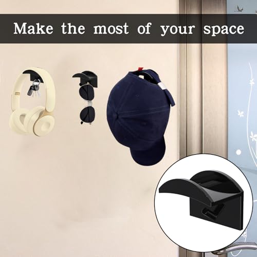 pcsfoe 8 Stück Basecap Halterung Wand.Cap Halterung.Cap Halter.Cap Halterung Wand.Minimalistischer Huthalter Für Wandmontage,Halterung Für Wandmontage Hut Baseball Kappe (Schwarz)