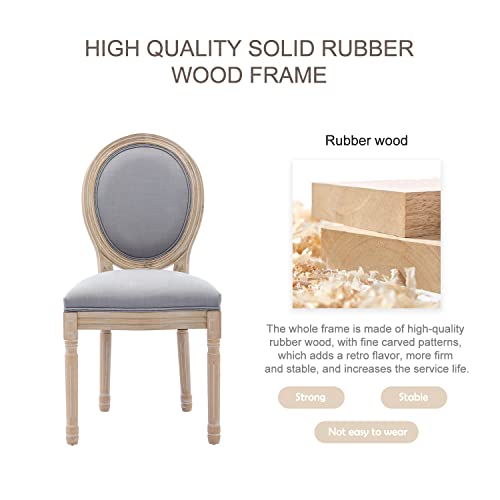 Image of French Dining Chair Set of 2,Upholstered Farmhouse Dining Chairs with Solid Wood Frame and Tufted Fabric,Rubber Wood Mid Century Modern Dining Chairs for Dining Room,Living Room, Kitchen,Restaurant