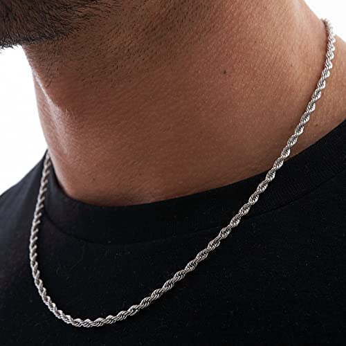 Image of JoycuFF Gifts for Son Mens Rope Link Chain Necklace Stainless Steel 3MM 26 Inches Hip Hop Birthday Granduation Jewelry for Men