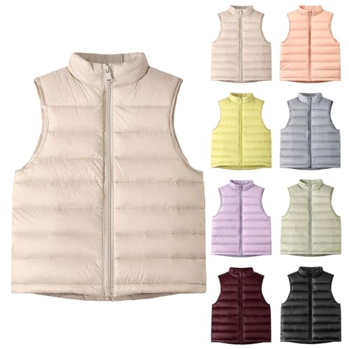 Girls Puffer Vest Fall Winter Warm Sleeveless Quilted Jackets Zip Up Mock Neck Lightweight Soft Thermal Waistcoat