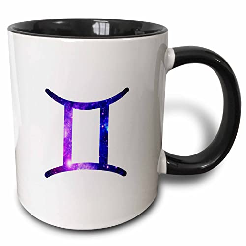 3dRose Gemini horoscope symbol - zodiac glyph 11oz Two-Tone Black Mug