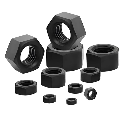 Ezitruz Tuercas hexagonales galvanizadas M2, 120 unidades, color negro, tuercas hexagonales autoblocantes, tuercas hexagonales, tuercas de seguridad para tornillos, varillas roscadas, arandelas