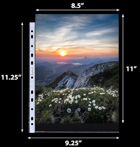Craftinova Sheet Protectors, 500 Pack Plastic Page Protectors, 11 Hole Upgrade Thickened Material,Clear Page Protectors Fits Standard 8.5 x 11 Paper, 9.25 x 11.25 Top Loaded,for 3 Ring Binder - Thumbnail 2