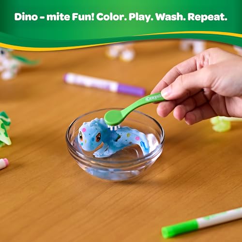 Image of Luxor Crayola Scribble Scrubbie Pets Dinosaurs Playset, 3 Washable Dino Figures, 4 Markers & 1 Scrub Brush, Non-Toxic, Gift for Kids