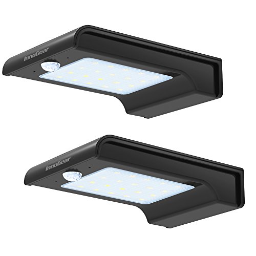 InnoGear 20 LED Solar Lights Motion Sensor Outdoor Light Waterproof Auto Security Night Detector Lighting for Gutter Fence Yard (Black)