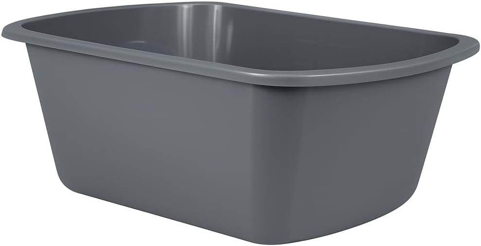 Vakly Wash Basins – Rectangular Plastic Hospital Bedside Soaking Tub - Small 7 Qt Graduated Bucket - Portable Washbasin for Washing, Cleaning, Foot Bath, Dishes, Face Cleansing Bowl (24)