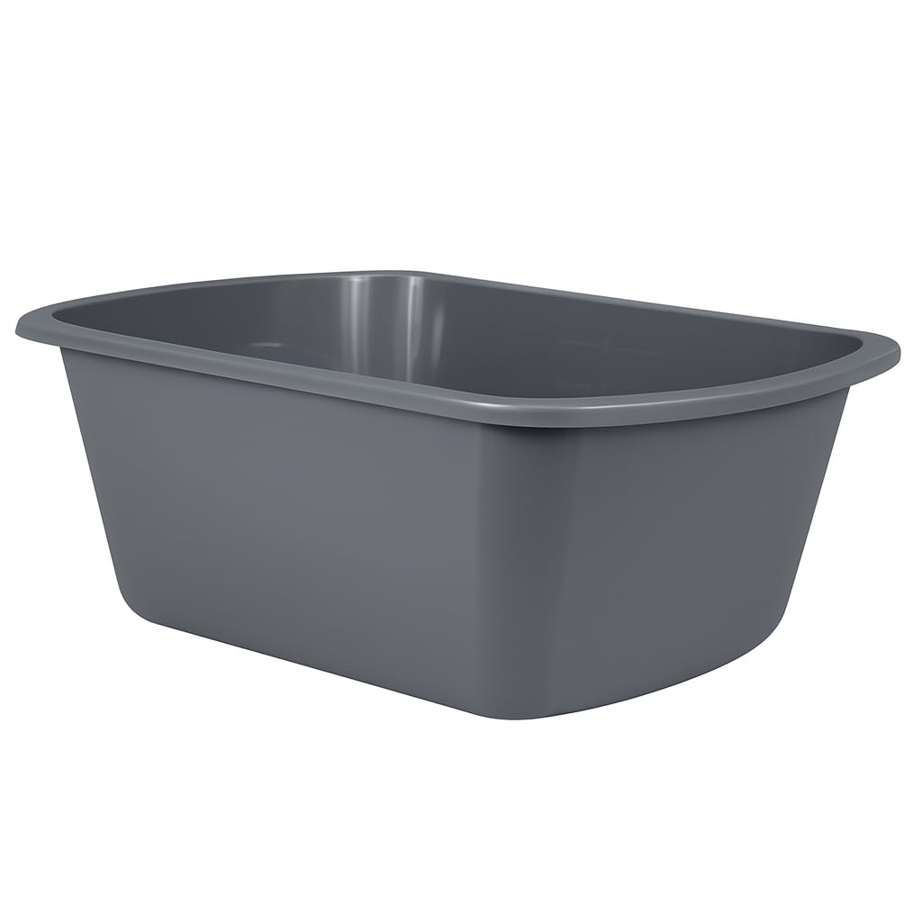Vakly Wash Basins – Rectangular Plastic 7-Quart Graduated Hospital Soaking Tub with Markings – Small Portable Washbasin for Face Washing, Cleaning, Foot Bath, Dishes, Laundry & Bedside Care
