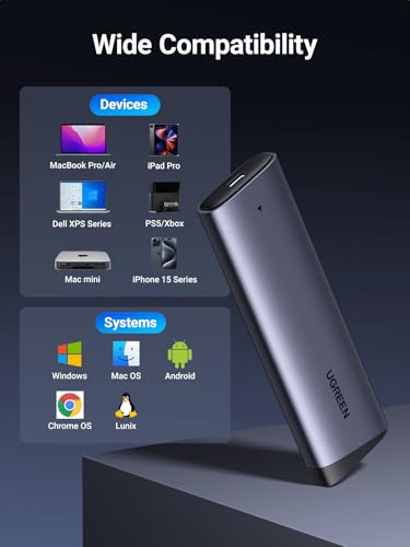 Image of UGREEN M.2 NVMe Enclosure 10Gbps USB C 3.2 Gen 2 for M and M&B Key Aluminum PCIe Adapter Solid State Drive External Reader Support UASP & Trim in Size 2230 /2242 /2260 /2280