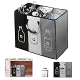 Recycle Waste Bin for Kitchen Home, Foldable Reusable Indoor Recycling Bag with Handle, Oxford Cloth Empty Bottle Collector, 3 Compartments Trash Sorting Organizer for Collection Bottle Can (90L)
