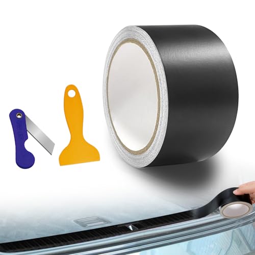 dabinzhijia Fibra di Carbonio per Auto, 5 cm x 9 m Pellicola Wrapping Auto, AntiGraffio Pellicola Carbonio, con Raschietti in Plastica, Pellicole Protettive Vernice per Auto, Moto, Bici (Nero Opaco)