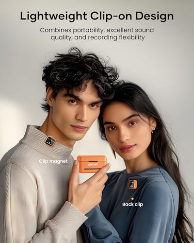 Image of Wireless Lavalier Microphone for iPhone iPad Android with Charging Case 80h Battery Life, Noise Cancellation, 164ft Range Plug-Play Clip On Lapel Mic for YouTube, Video Recording, Vlog (Orange