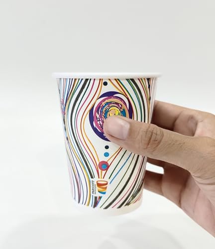 Image of PARICOTT 250ml - 100 Cups | Morpankh Printed Paper Cups | Eco-Friendly Disposable Glasses for Cold Drinks, Juice, Water, Cocktail - Ideal for Parties, Events, Travel, Use & Throw