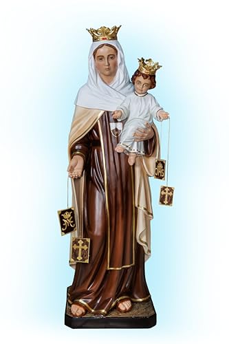 resina Generico Statua della Madonna del Carmine cm 125 (49,21 inches) con occhi dipinti o in vetro in resina decorata a mano di produzione artigianale italiana (occhi dipinti)