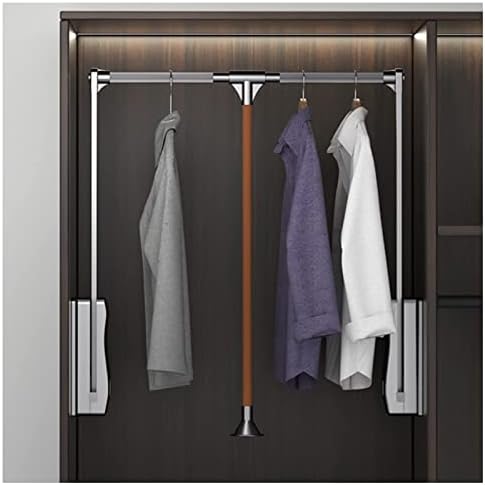 Closet Hanging Rod, Cloakroom Stainless Steel Wardrobe Rail Tube - Extendable Pull Out Closet Rod, Pull-Down Clothes Organizer with Soft Slides, Adjustable Width Fit(B-890-1210mm