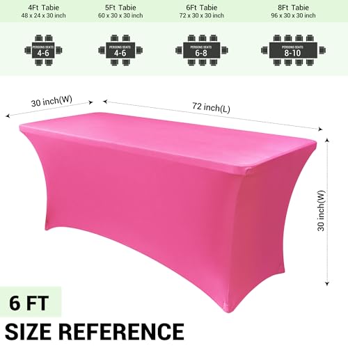 Image of Obstal 6ft Stretch Spandex Table Cover for Standard Folding Tables - Universal Rectangular Fitted Tablecloth Protector for Wedding, Banquet and Party, 72L x 30W x 30H Inches, Waxberry Red, 2pc