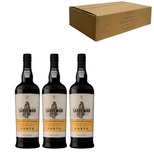 Porto Sandeman Late Bottled Vintage - Ideal para Maridar con Carne y Comida Mediterránea - Pack 3 Botellas 75cl