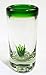 Eye4Art Mexican Tequila Shot Glasses, 4 Agave Cactus, Green Rim, Hand Blown