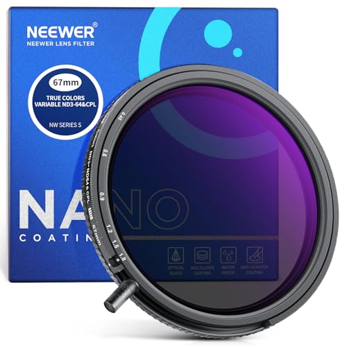 NEEWER 67mm True Colors Variable ND&CPL Filter with Putter, ND3-64(1.5-6 Stops), 2 in 1 Adjustable Limited Neutral Density & CPL Filter, Multi Coated HD Optical Glass/Aluminum Frame/Scratch Resistant