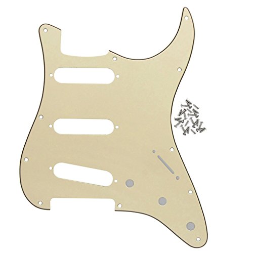 FLEOR 11 Holes ST Style Pickguard SSS Guitar Pickguard Pick Guard Scratchplate with Screws Set,3Ply Cream