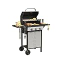 DIFY 3-Burner Propane Gas BBQ Grill with Porcelain-Enameled Cast Iron Grates and Two Foldable Shelves, 28500 BTU Output Stainless Steel Grill for Outdoor Cooking Kitchen & Backyard Barbecue, Silver