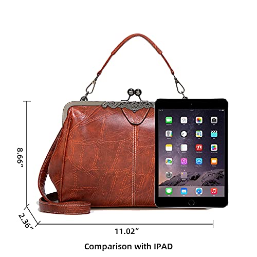 Rourou Retro Hollow Handbag For Women Pu Leather Shoulder Bag Evening Clutch Bag Kiss Lock Closure Crossbody Bag Purse #TOP6