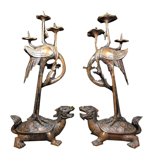 LONDAEE Un par de adornos en una plataforma de cera de tortuga de cobre puro