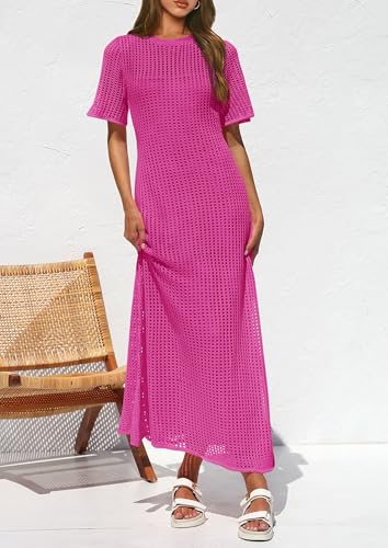 Image of PRETTYGARDEN Womens Eyelet Crochet Maxi 2 Piece Dress Sets