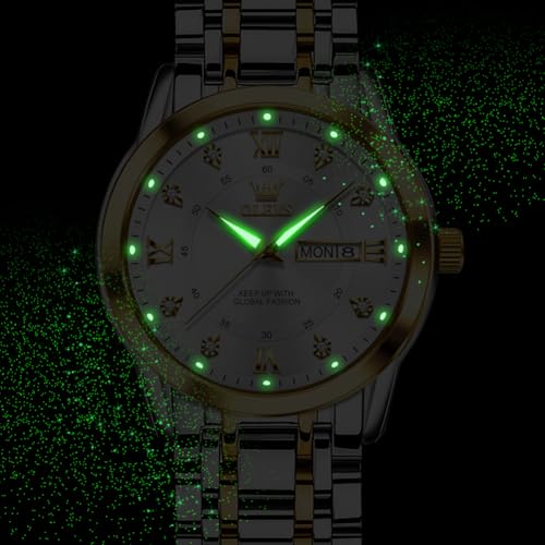Image of OLEVS Watches for Men Business Diamond Easy Read Men's Wristwatch Analog Luxury Date Stainless Steel Waterproof Luminous Dress Mens Watches