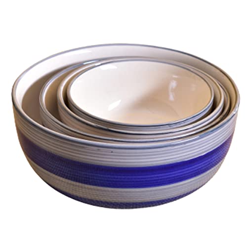 Image of Ceramic Mixing Bowl Set - 4 Pieces (1500ml, 800ml, 600ml, 400ml), Monsoon - Durable, Microwave & Dishwasher Safe - Ideal for Mixing, Serving & Storage