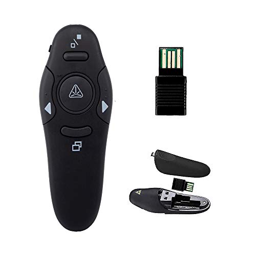 QUI Wireless Presenter Remote, RF 2.4GHz USB Presentation Remote Control PowerPoint Presentation Clicker for Keynote/PPT/Mac/PC