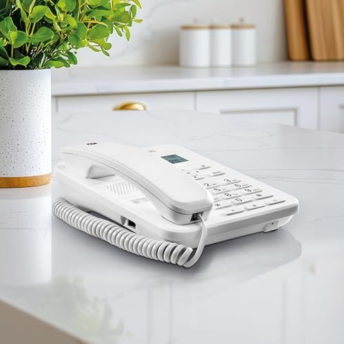 Teléfono con cable Motorola Voice CT202 blanco con música de espera y rellamada 4