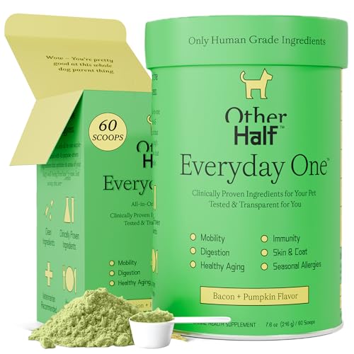 Other Half Everyday One - Clean Dog Multivitamin Supplement - Daily Joint, Gut, Allergy, Immune, Urinary Tract Support & More - Glucosamine, Chondroitin, Omega 3 & Probiotics | 45 Active Ingredients